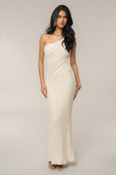 Ivory Fringe Knit Maxi Dress