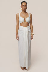 Ivory Flowing Elegance Maxi Skirt