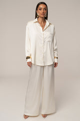 Ivory Island Ease Collared Satin Top