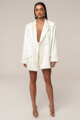 Ivory Lara Oversize Satin Blazer