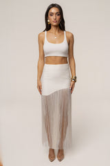 Ivory Gala Nights Fringe Skirt