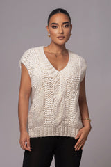 Ivory Mari Cable Knit Vest