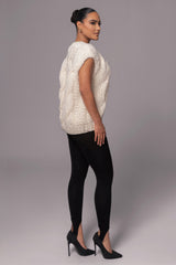Ivory Mari Cable Knit Vest