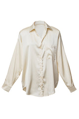 Ivory Island Ease Collared Satin Top