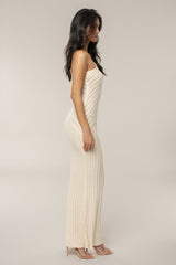 Ivory Fringe Knit Maxi Dress