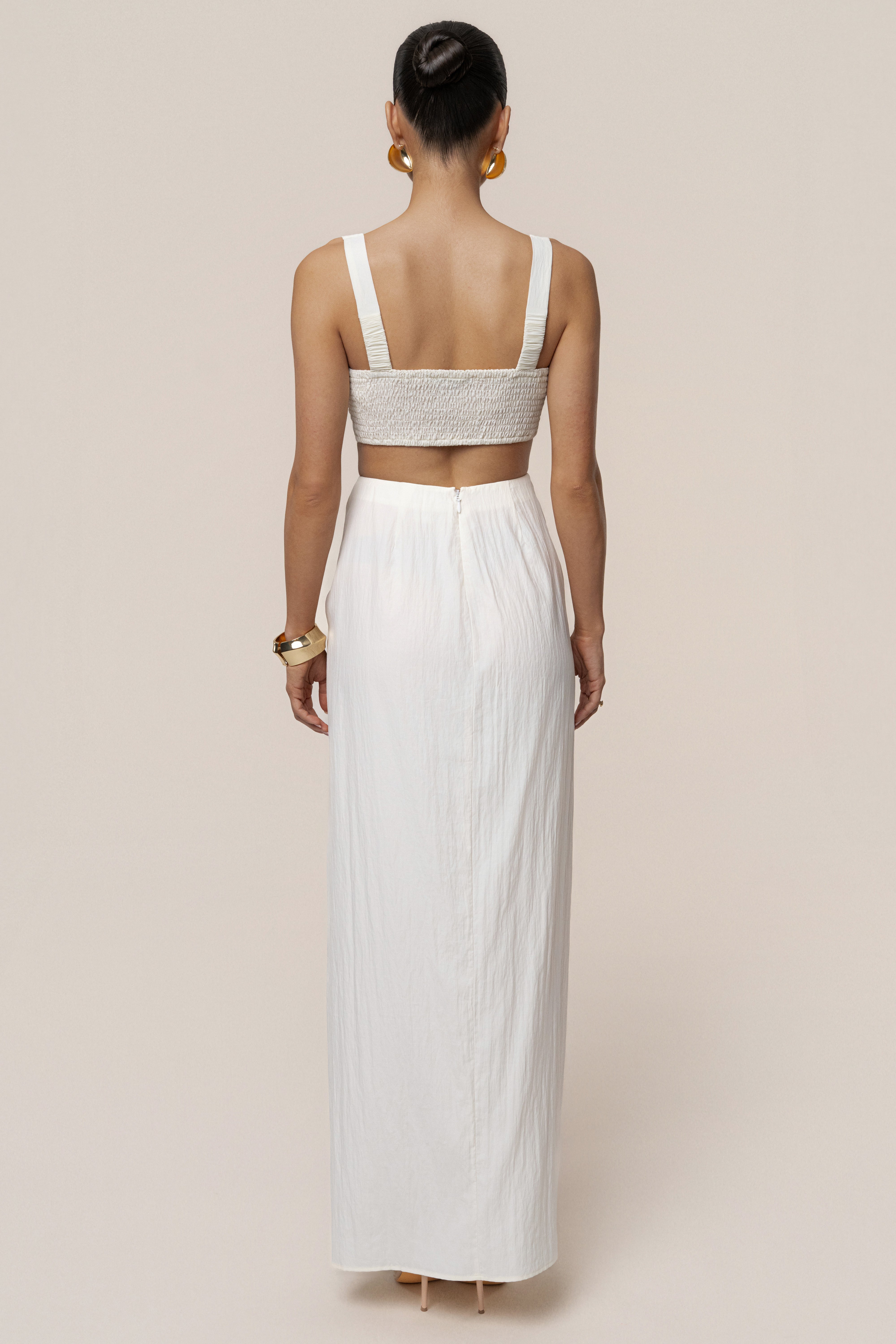 Ivory Flowing Elegance Maxi Skirt