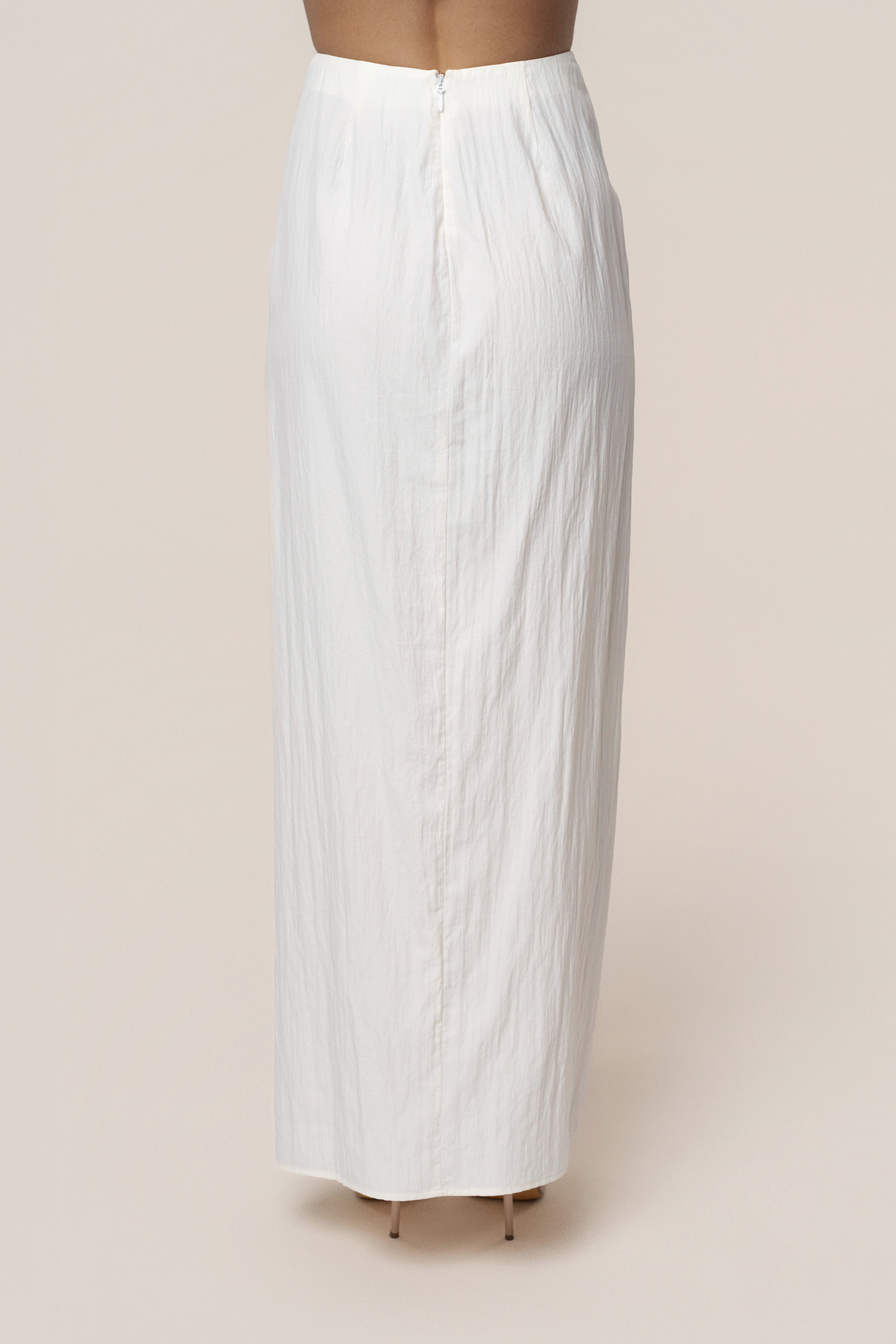 Ivory Flowing Elegance Maxi Skirt
