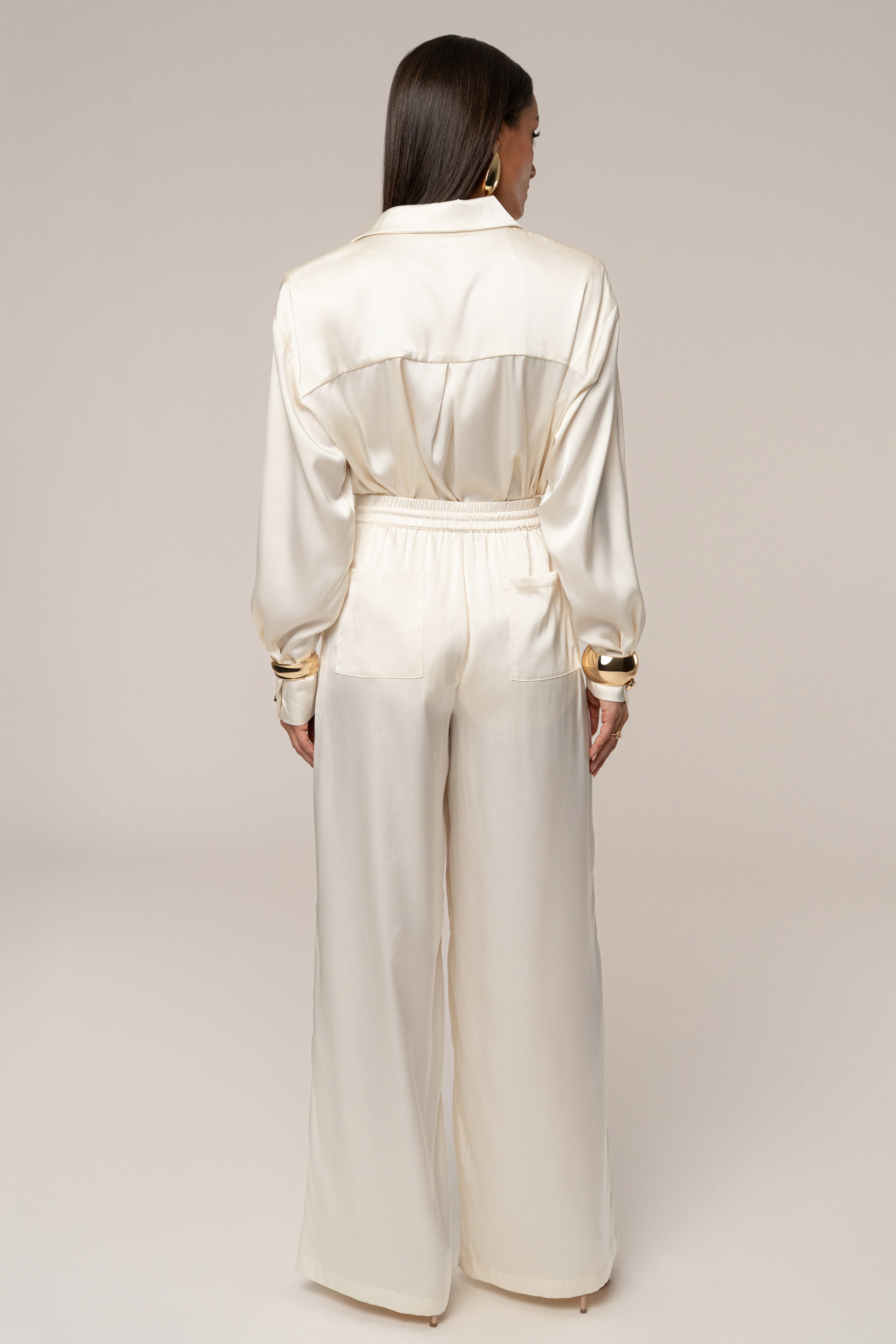 Ivory Island Ease Collared Satin Top