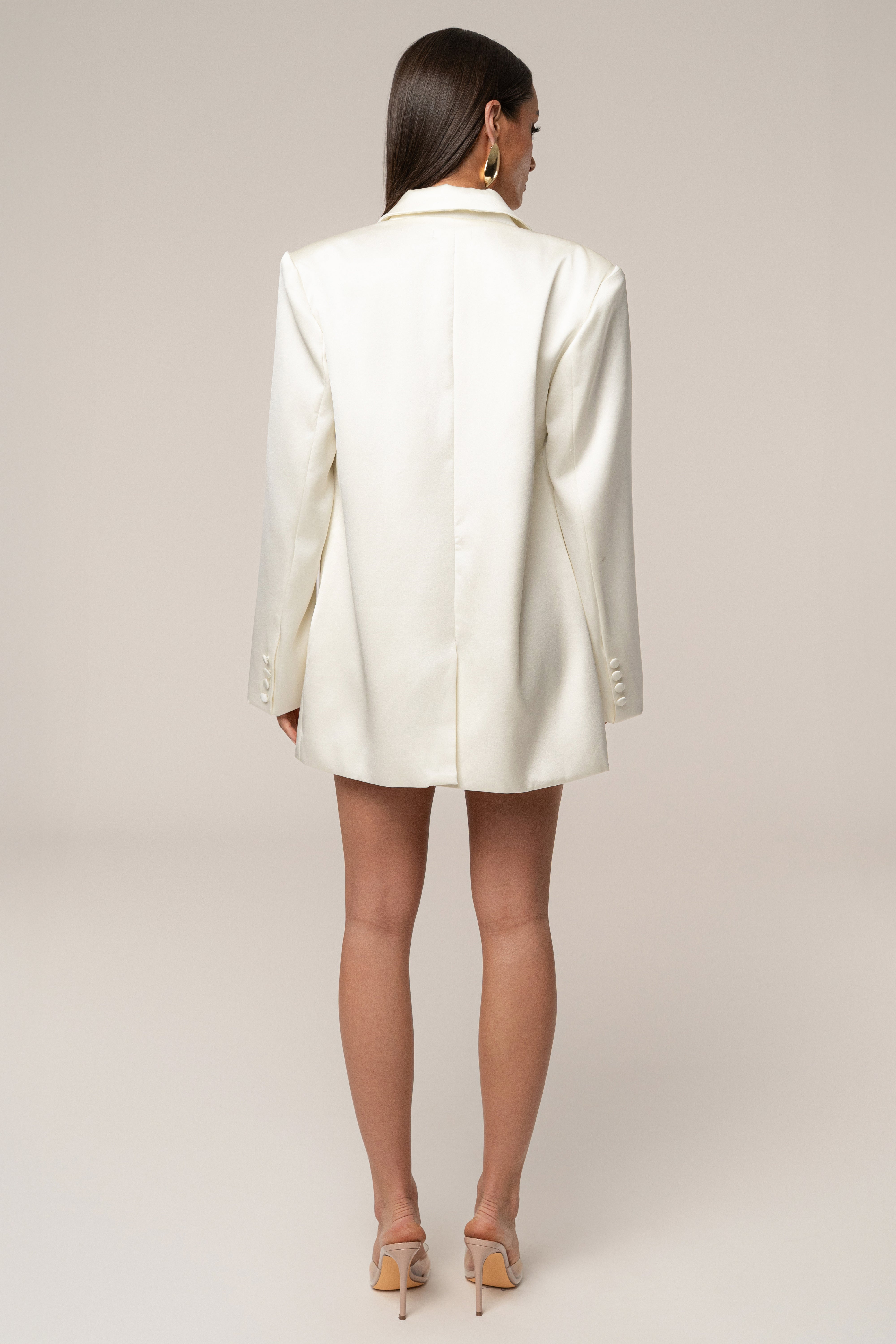 Ivory Lara Oversize Satin Blazer
