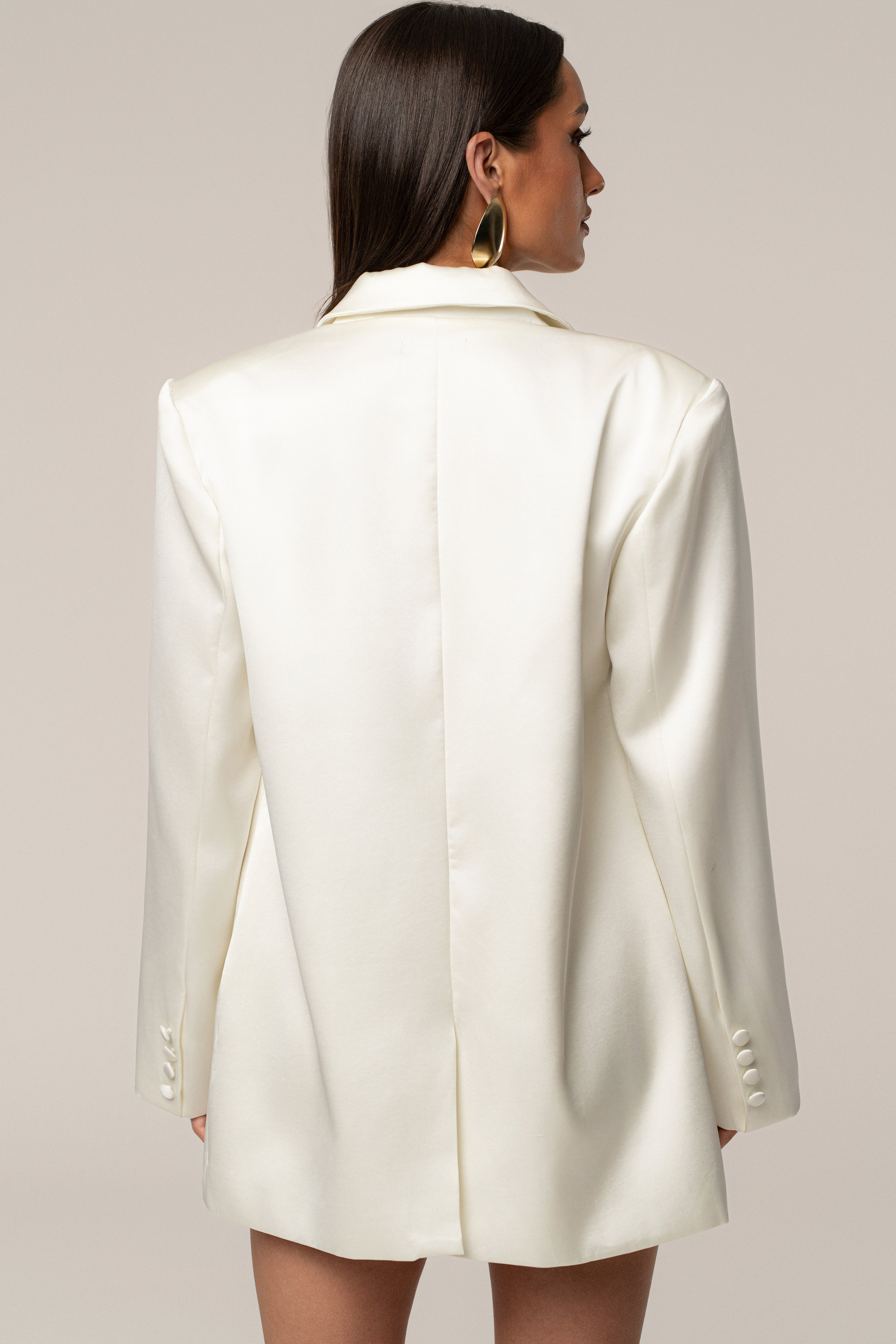 Ivory Lara Oversize Satin Blazer