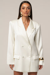 Ivory Lara Oversize Satin Blazer