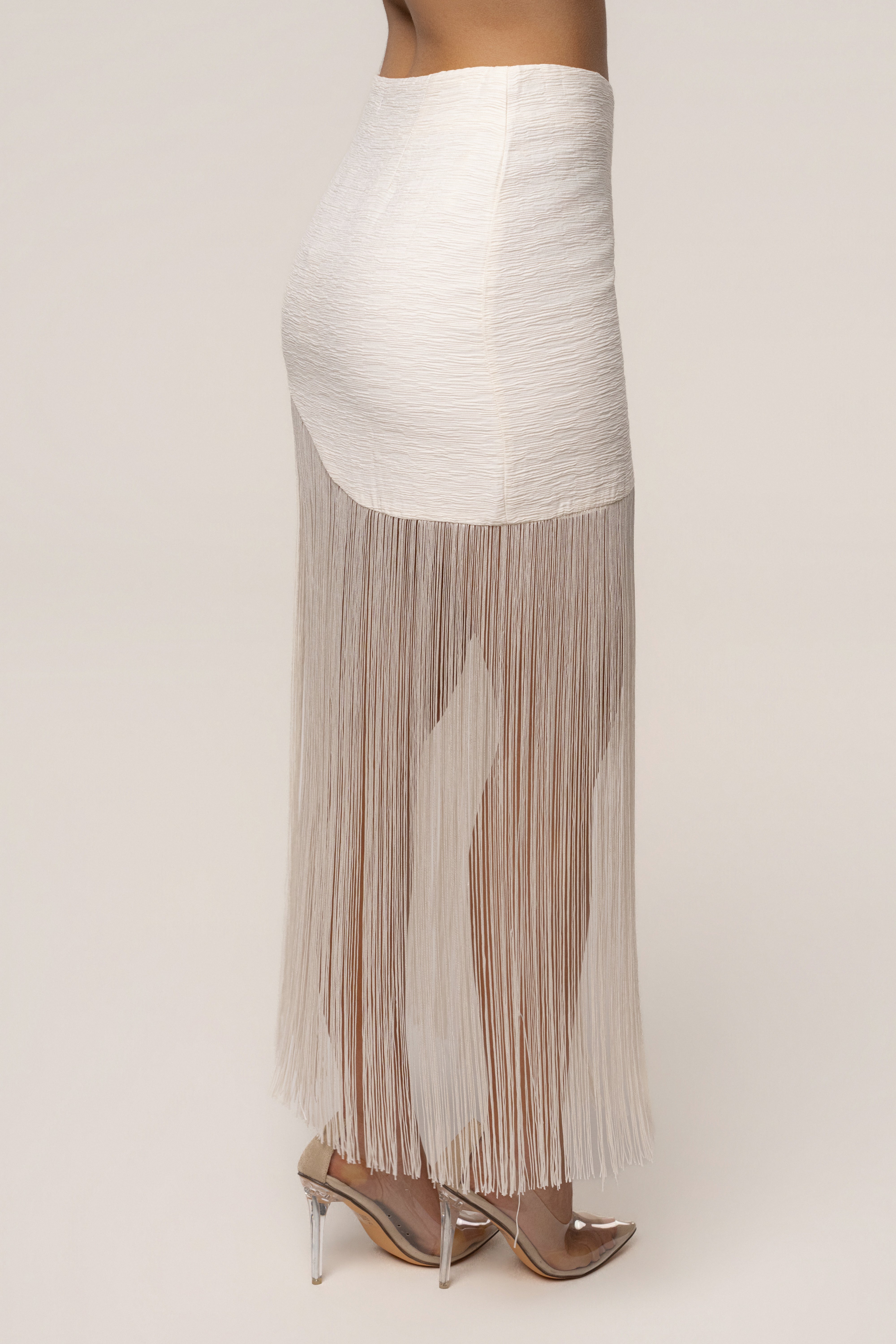 Ivory Gala Nights Fringe Skirt