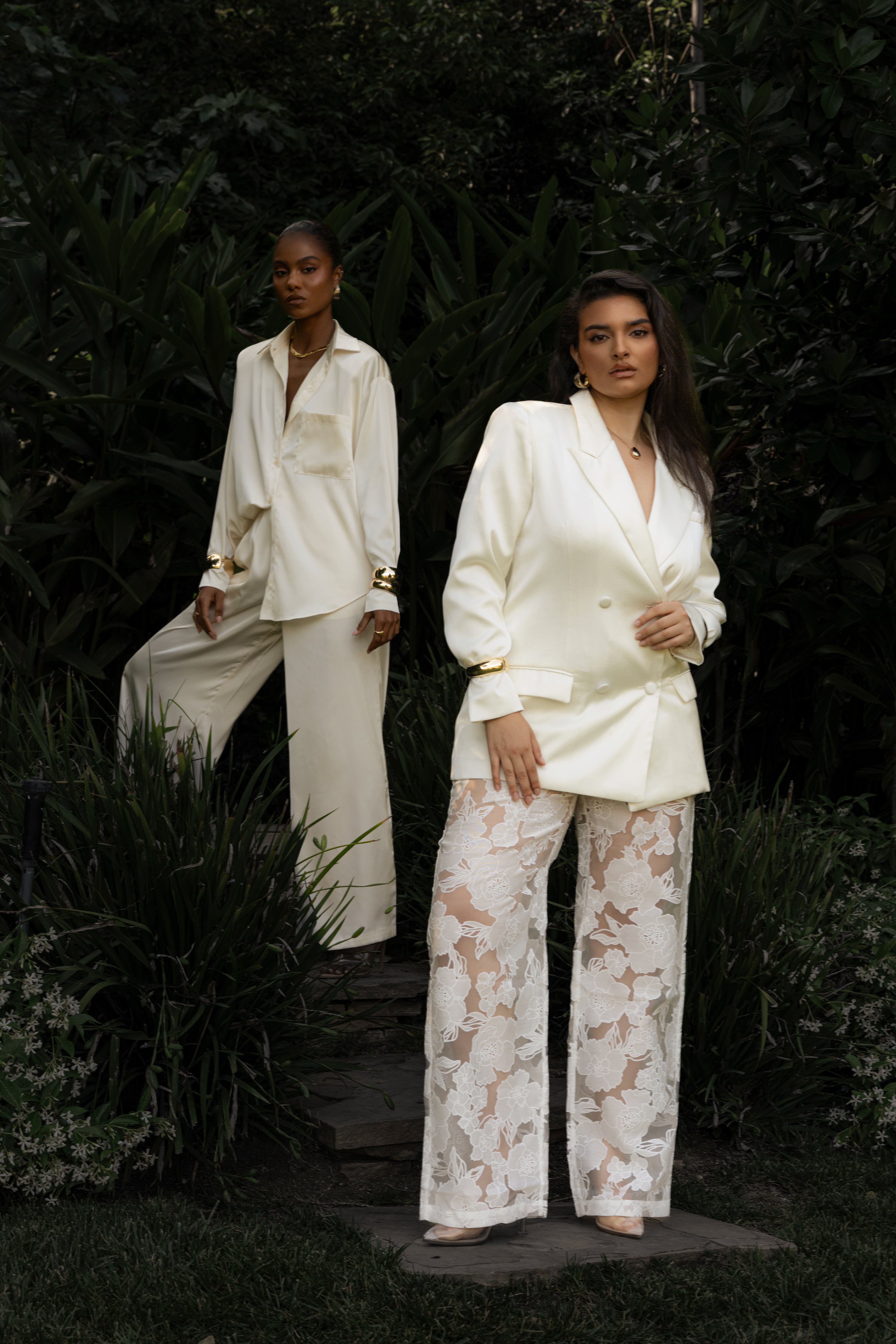 Ivory Lara Oversize Satin Blazer